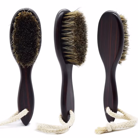 Brosse de nettoyage en poils de bois pour hommes, brosse à barbe antistatique, peigne de coiffure, outils de rasage, nouveau manche en bois